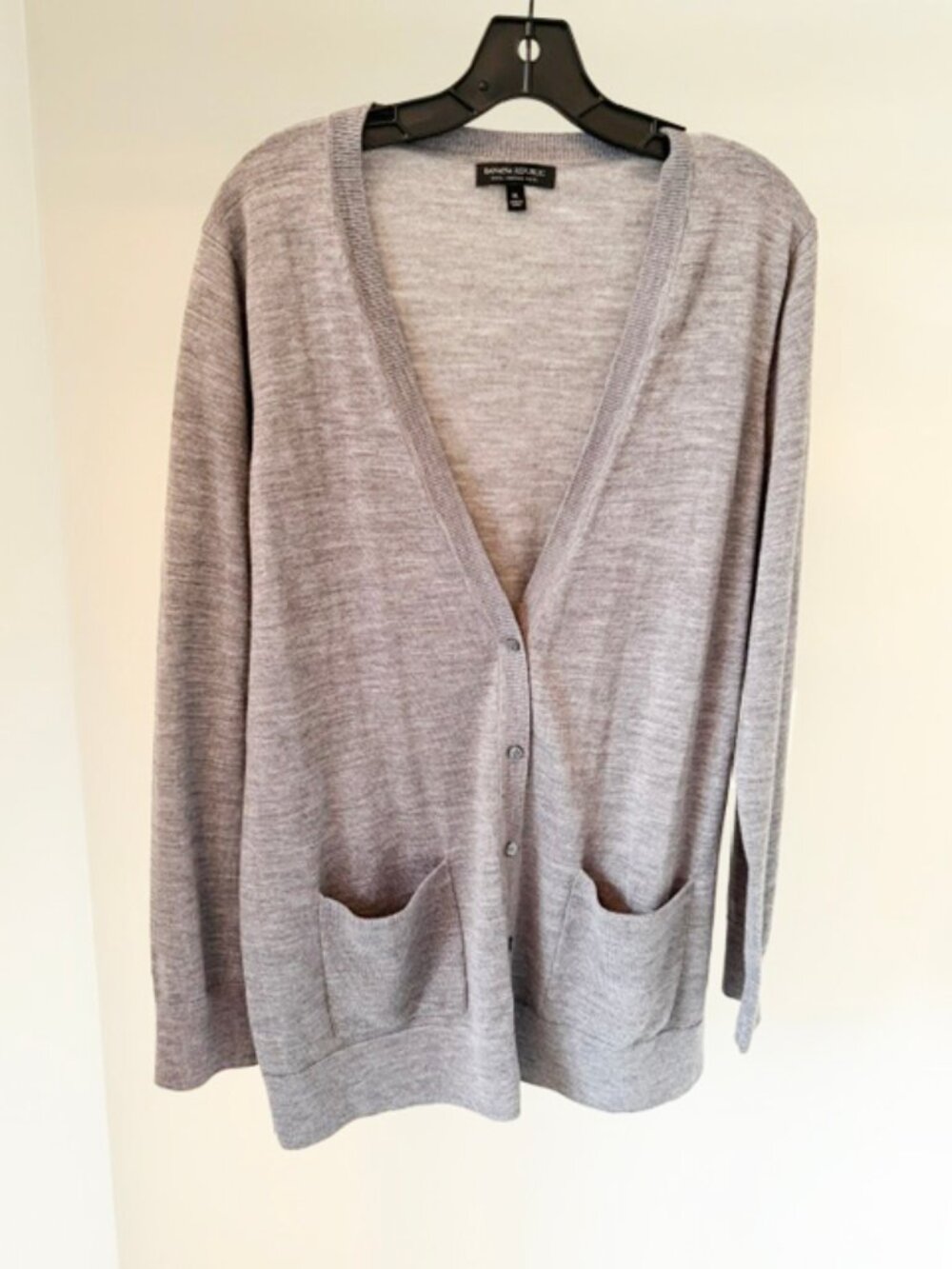 Banana Republic 100% Merino Wool Cardigan, Gray, Size XL